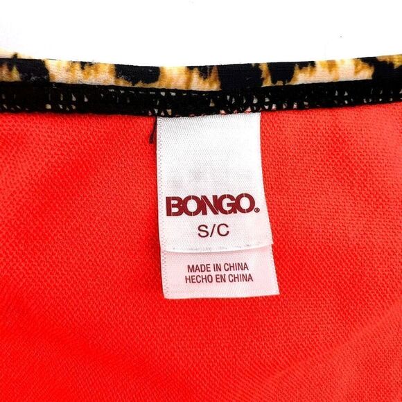 Bongo Bikini Bottom Size Small Leopard Print with Bright Orange Side Tassels - Picture 7 of 8